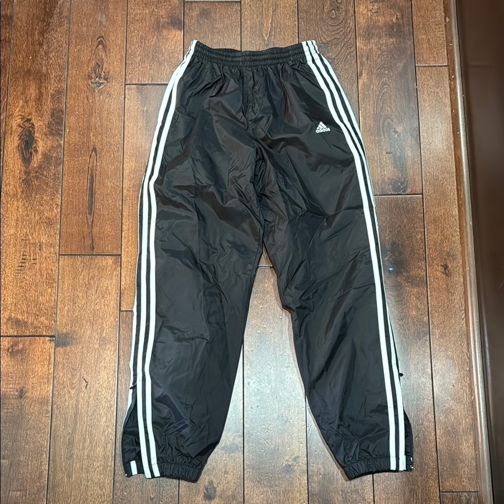 Adidas Kids Black Joggers with White Stripes